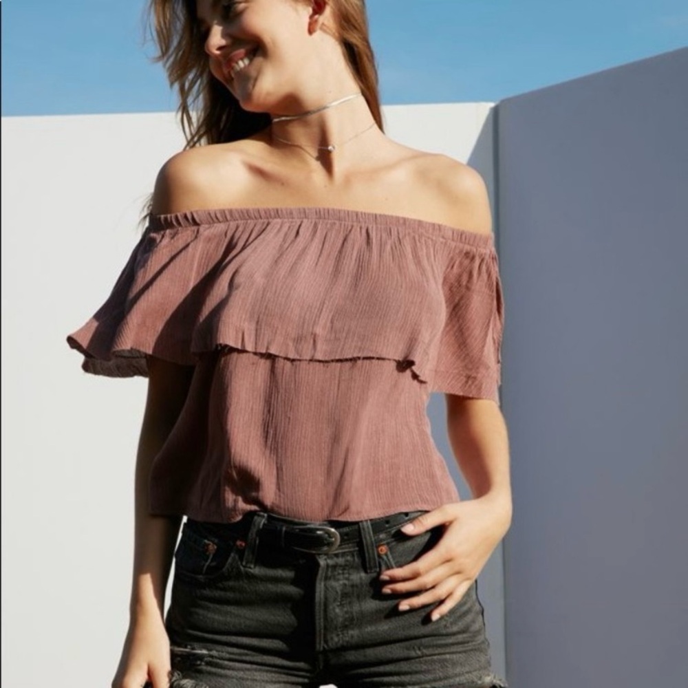 Urban Outfitters Ecote Off The Shoulder Mauve Top